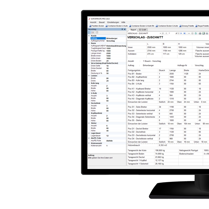 Exportkiste Software Screen