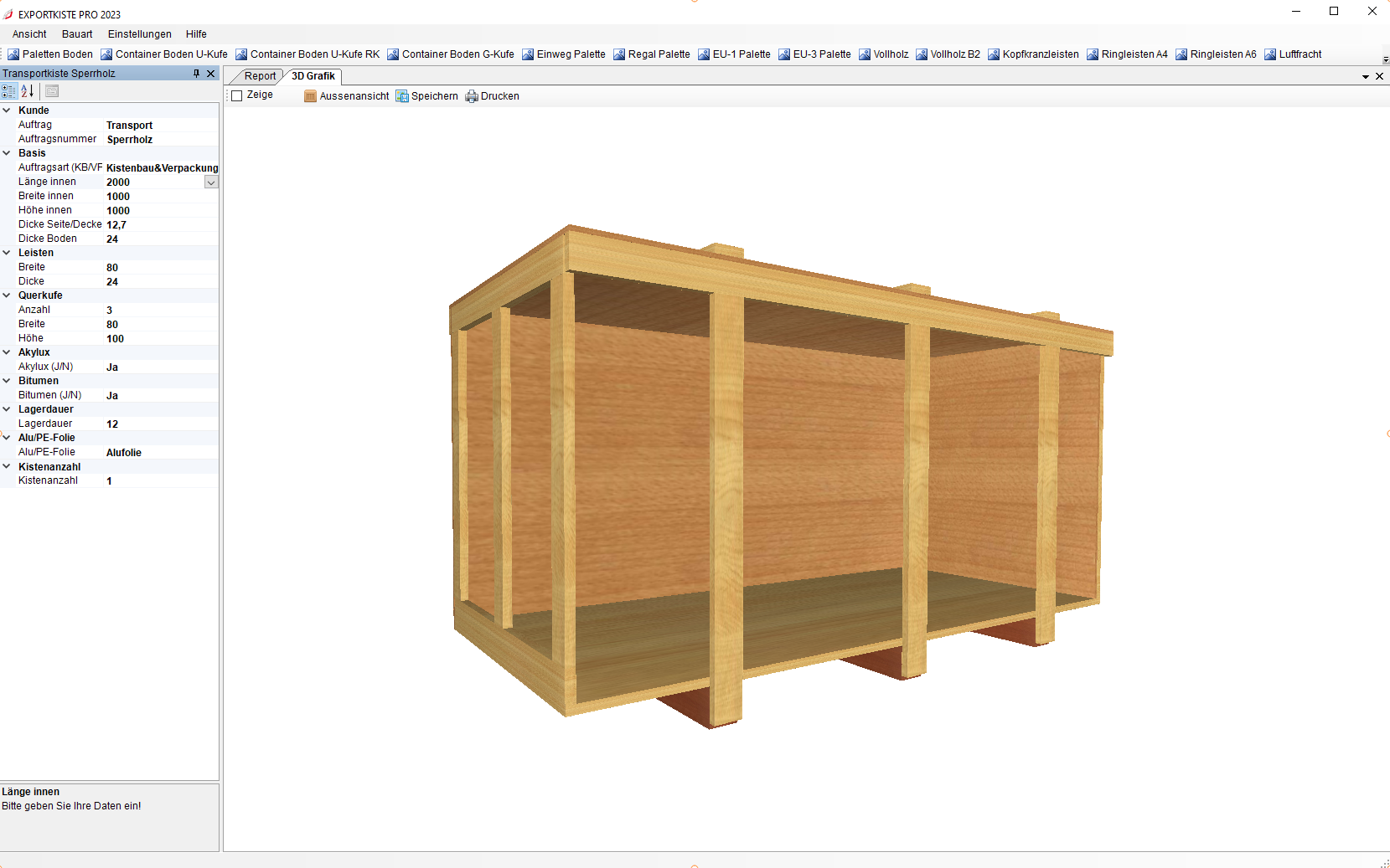 Exportkiste Bauart Transportkiste Sperrholz | Kistenbau Konstruktion | 360° 3D-Ansicht